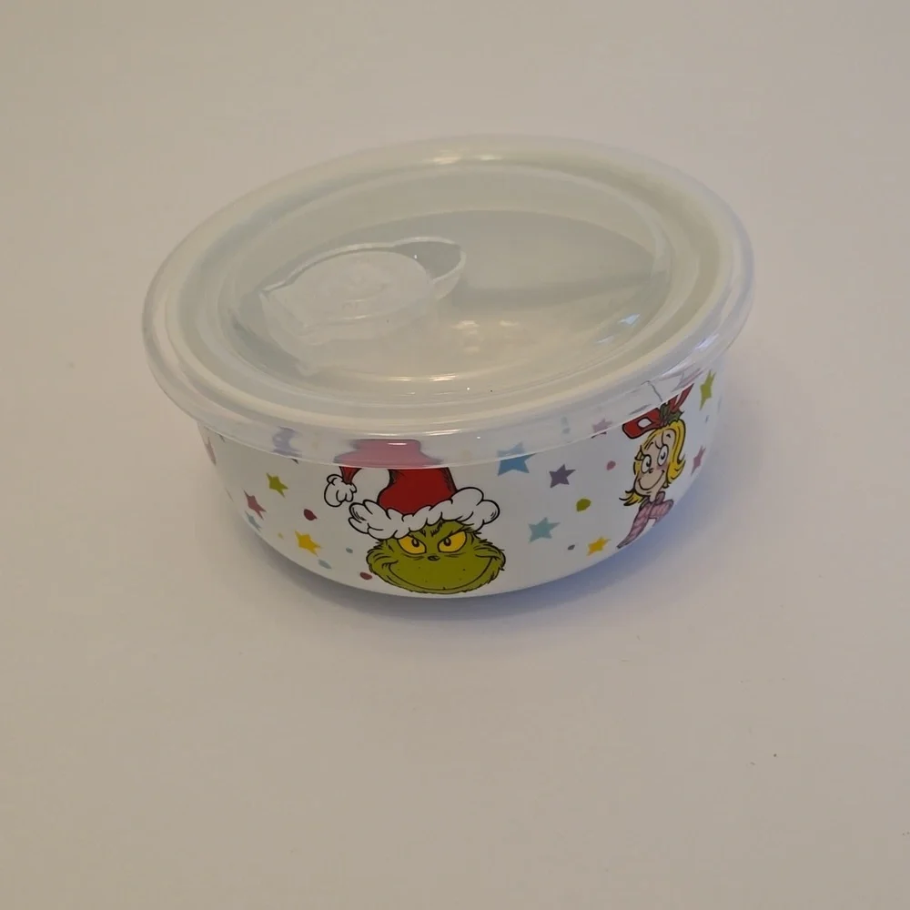 NWOT Dr. Seuss The Grinch Ceramic Food Container with Lid Christmas Holiday